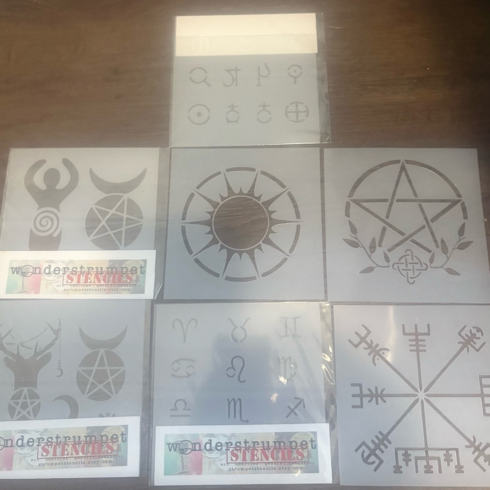 Wiccan / Pagan / Witchy Stencil Set – 7 Total ✨